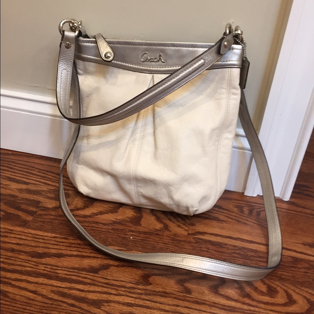 Coach white leather crossbody.